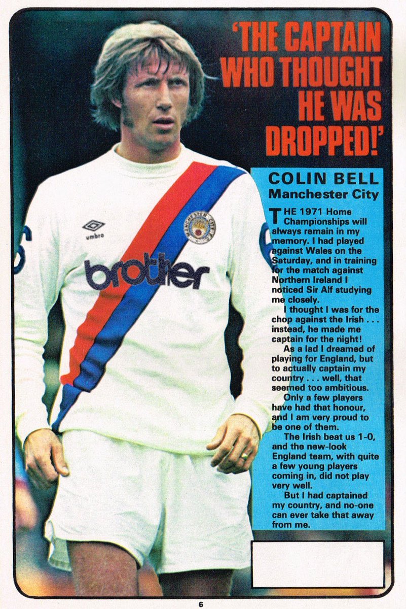 ScotsFootyCards's tweet photo. The Captain who thought he was dropped #ColinBell #ManCity #Shoot! 1973-09-29 and with #RetroSponsors https://t.co/UHvls1sugL