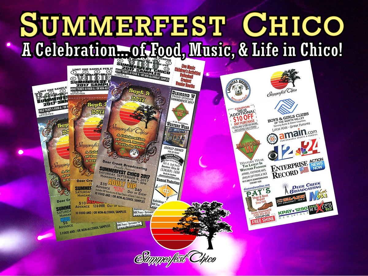 SummerfestChico's tweet photo. @ChicoChamber @orovillechamber The Oroville and Chico Chamber of Commerce have tickets available for sale! Also available at Diamond W Chico https://t.co/5Cbi0KjfNS