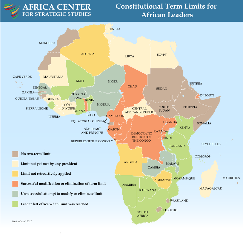AfricaACSS's tweet photo. Eight of the 10 African countries where term limit restrictions have been undone are in Central Africa.
https://t.co/mCI8pWLBeE https://t.co/tM0cv2FE6h
