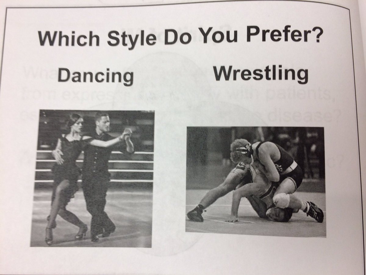 vathyal's tweet image. What is your patient care style? Dancing or Wrestling? @KPSDFMR @megglemei #MI #CSAM17