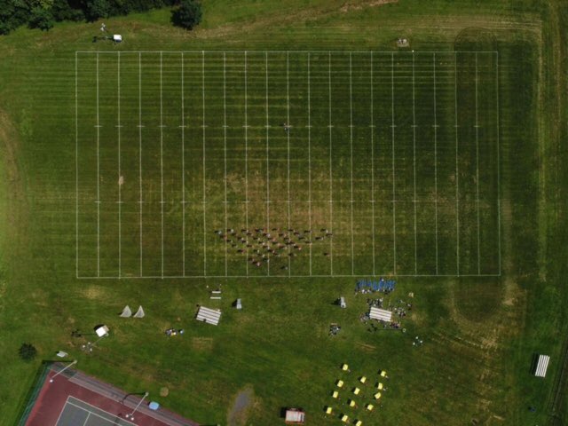 NorthPennBands's tweet photo. The Knights from 400 ft #DronesRule https://t.co/7yACGt7PJY