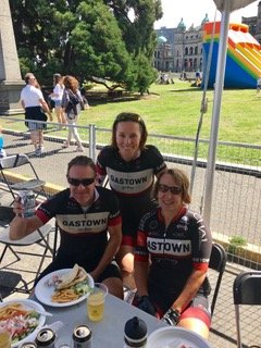 Moira-Ann, Steve and Teresa proudly representing our Gastown Cycling Club at Ryder Hesjedal's Tour de Victoria August 2017.
