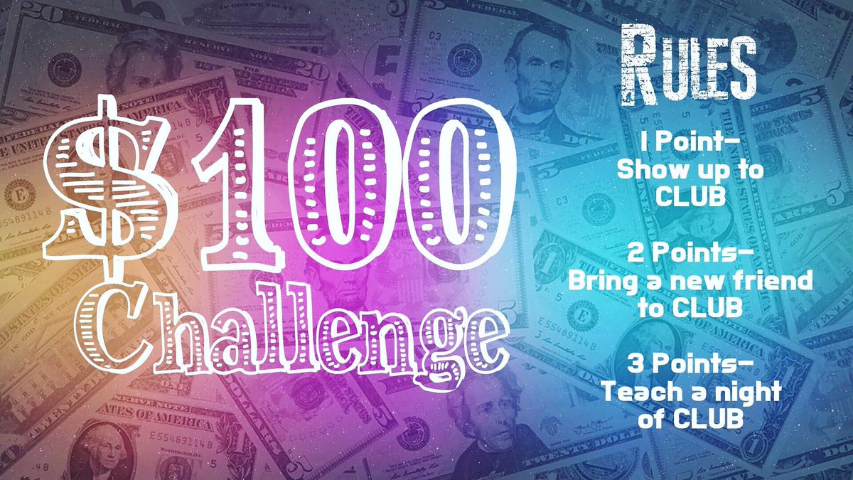 ClubYouthGroup's tweet photo. New Year, New Stuff. $100 Challenge. #thisshouldgetinteresting https://t.co/7VsI8zIw3A