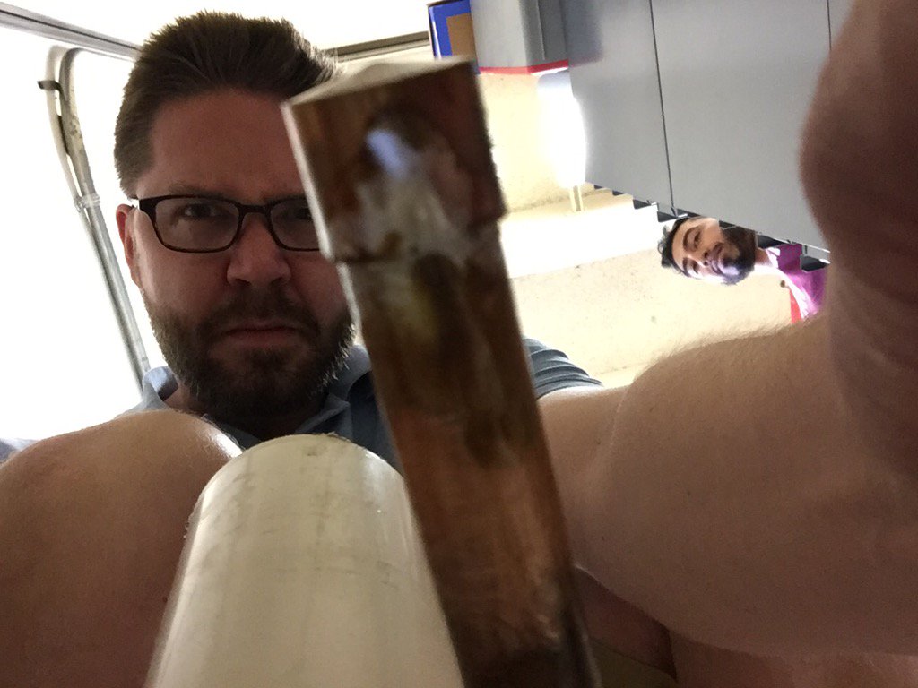 AutomaticDan's tweet photo. Ripped out an old sink in our lab while reorganizing, then had to solder up an old pipe. https://t.co/czhup8Isgo