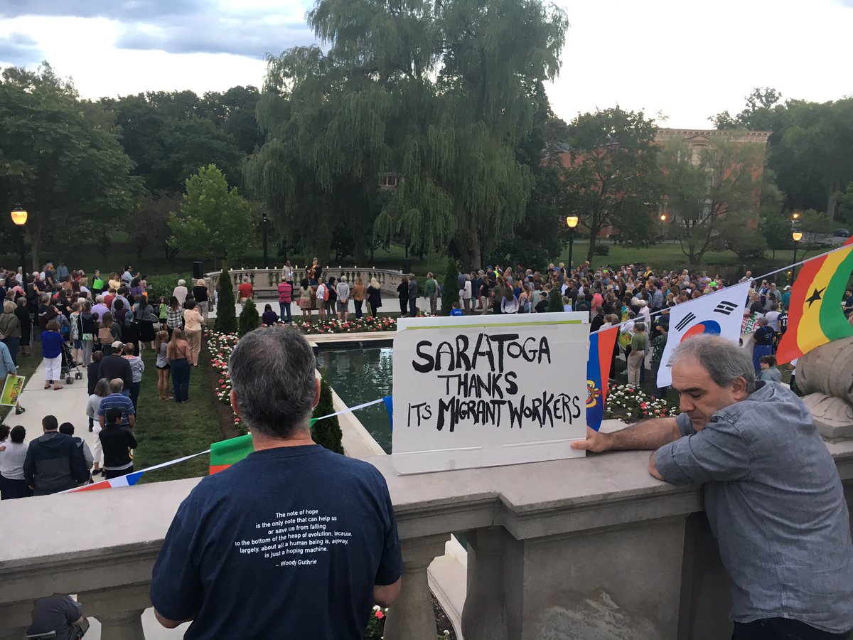 nedcampbell's tweet photo. Satatogians converge on Congress Park for All Are Welcome Here vigil https://t.co/i1OknxvS5d
