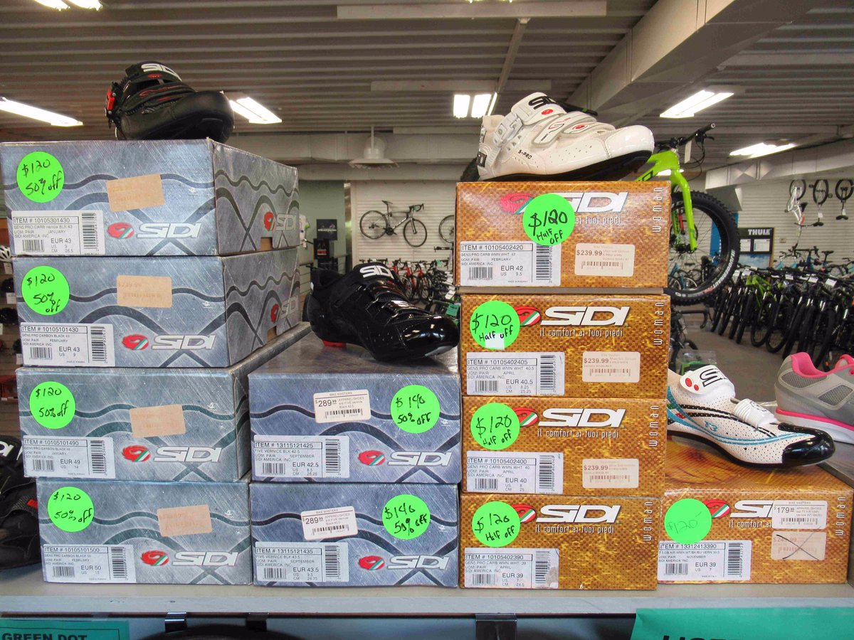 Want some of the best biking shoes made at bargain-basement prices? We have these Sidi shoes at 50% off while they last!
