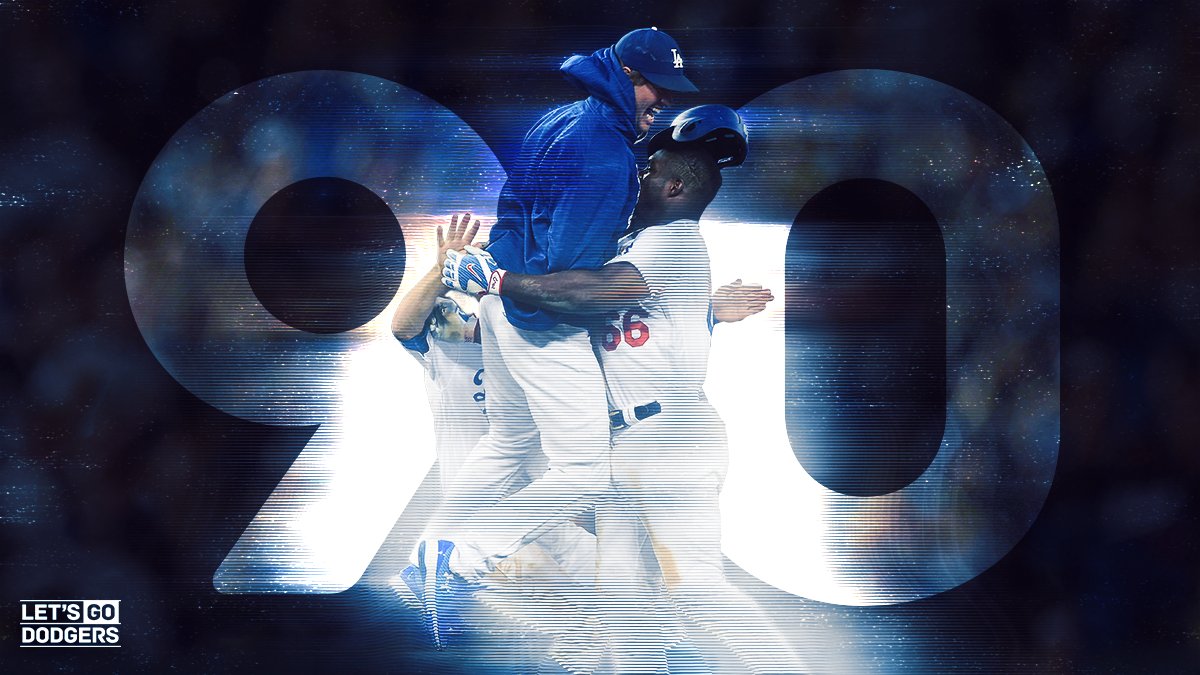 Dodgers's tweet image. #ThisTeam is the fastest to 90 wins in franchise history! #LetsGoDodgers