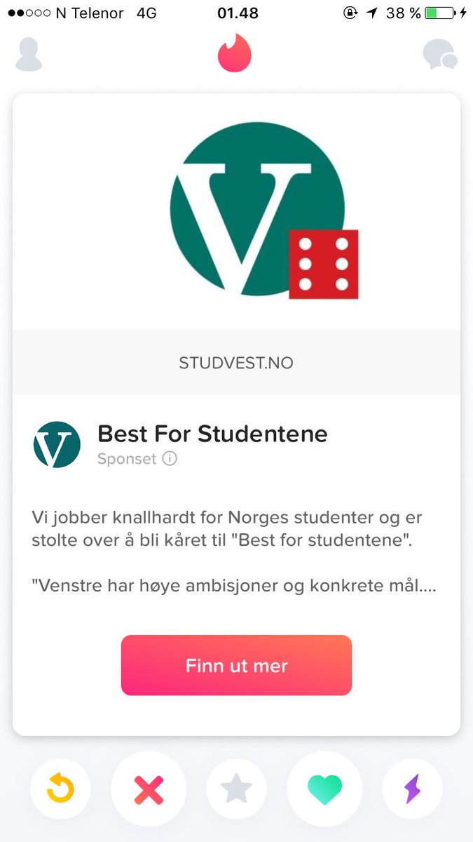 sussiban's tweet photo. Holder jeg på å få slag eller reklamerer Venstre på tinder https://t.co/ObUYSKS7xH