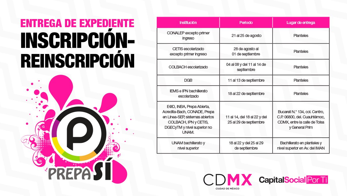 KarenQuirogaA's tweet photo. Hay dos fechas importantes: registro y entrega de documentos del ciclo escolar 2017-2018, según tu escuela para ser parte de @P_Prepa_Si. https://t.co/AJqi7zLRNc