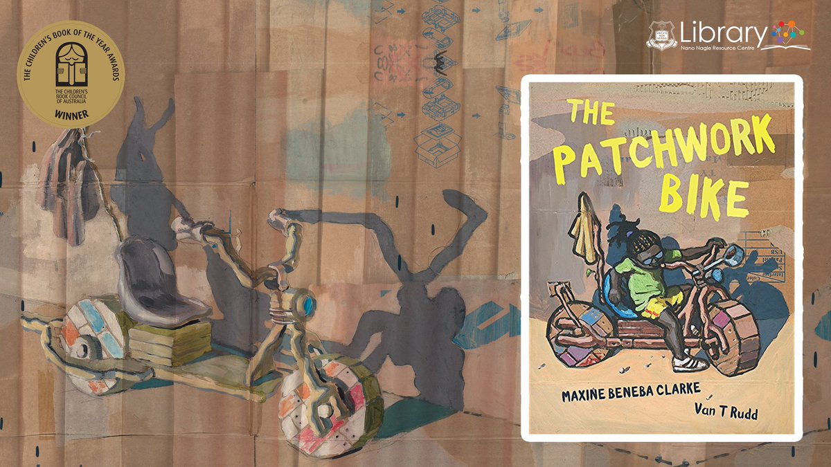 StRitasLibrary's tweet photo. #bookoftheday honours #cbca2017 winner of the Crichton Award Van T Rudd for his illustrations of #ThePatchworkBike by @slamup #bookweek https://t.co/1SbUAXD3gM