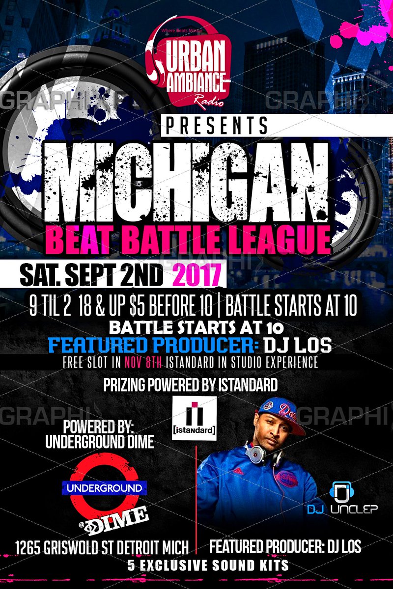 Urbanambiance's tweet photo. Michigan Beat Battle League at DIME UNDERGROUND Sat Sept 2nd! IF you want a slot email unclep@detroitrap.com https://t.co/C84hZ7qkKW https://t.co/c7zlXxFetV