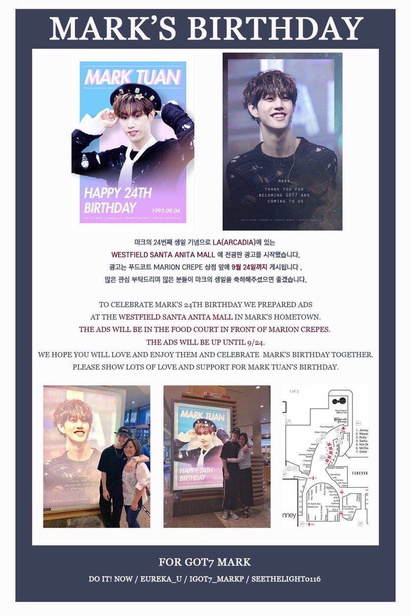 💚Let's celebrate Mark's bday! We have some ads at the Santa Anita mall. Take some photos 😉 <a href="/doitnow_93/">𝙙𝙤 𝙞𝙩 𝙣𝙤𝙬</a> <a href="/igot7_MarKP/">맠'sBabybrd Krystal</a> <a href="/_Eureka_U/">Eureka U</a> 
#Mark #마크