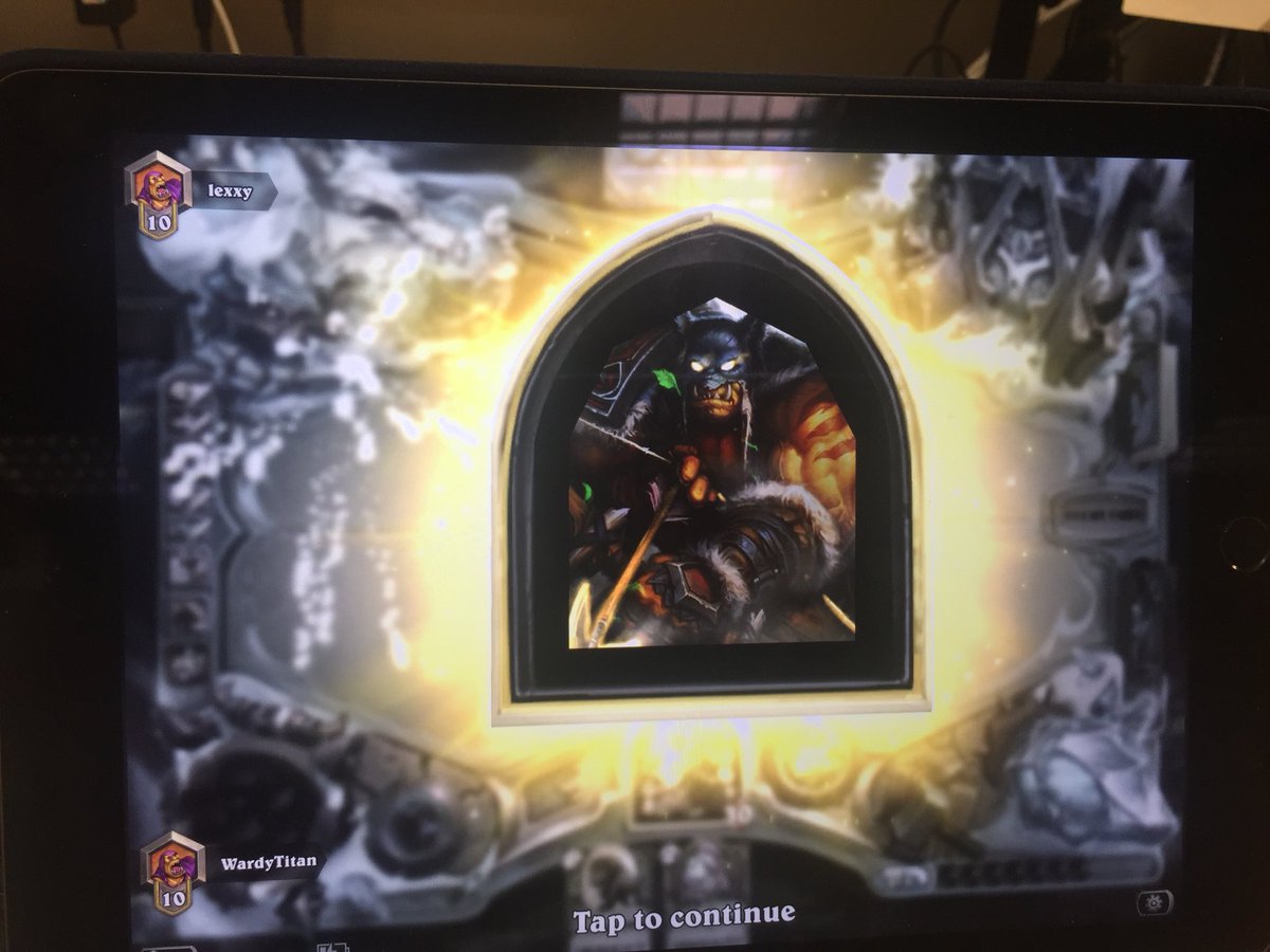 bazzameister's tweet photo. @PlayHearthstone 1st golden hero. All thanks to Deathstalker Rexxar. Thanks for an awesome expansion. #Hearthstone #koft #goldenhero https://t.co/GXQlNqIy9B