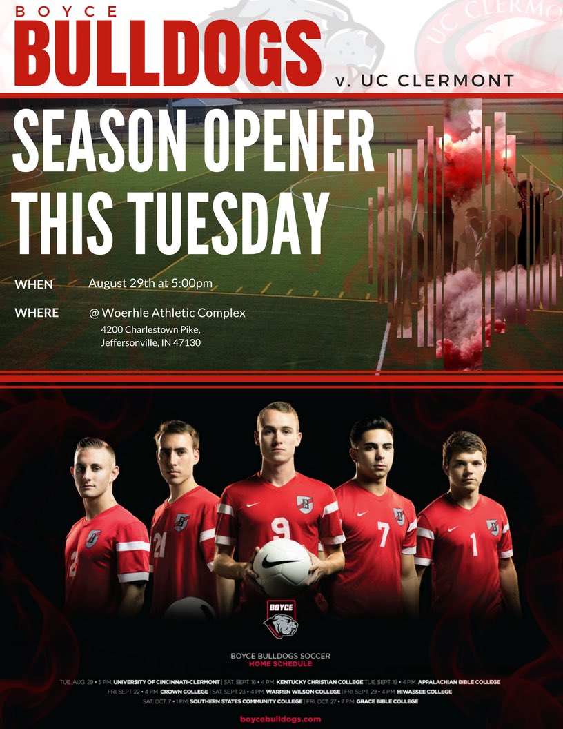 BoyceSoccer's tweet photo. Hey Bulldog fans! #SaveAndSend this poster to everyone you know!
August 29th β’ 5pm β’ Woerhle Athletic Complex #BOYvUCC https://t.co/iIflmu05ku