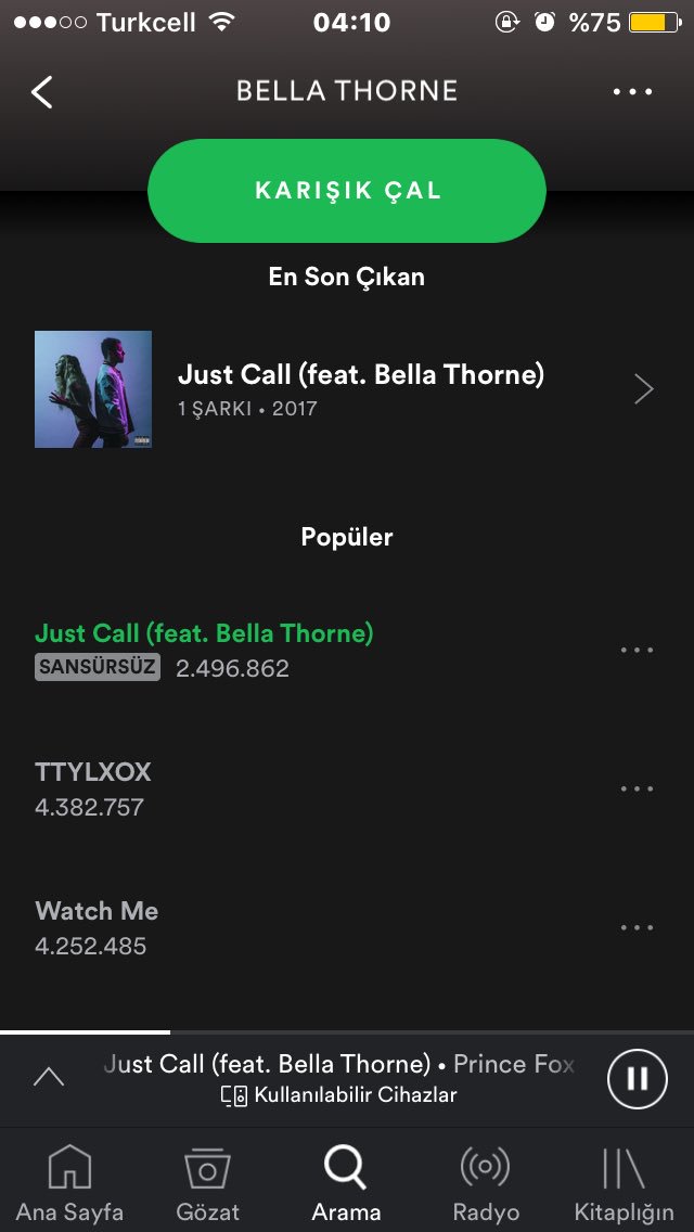 xpurplesuprauhl's tweet photo. Let's get Just Call to 3 million streams @bellathorne @princefox #justcallspotify https://t.co/j6SnKgnOLM