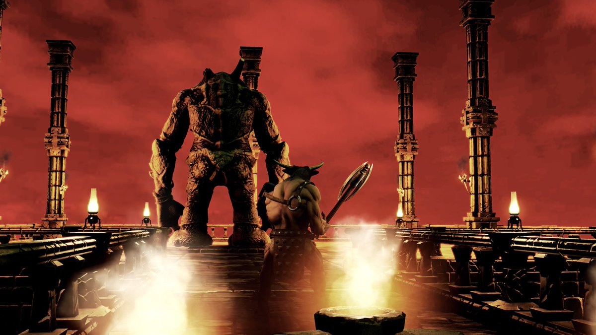 Minotaur prepares to fight a giant.

Come and play! store.steampowered.com/app/496660/Min…

#screenshot #MinotaurGame #steam #indiegame #hackandslash