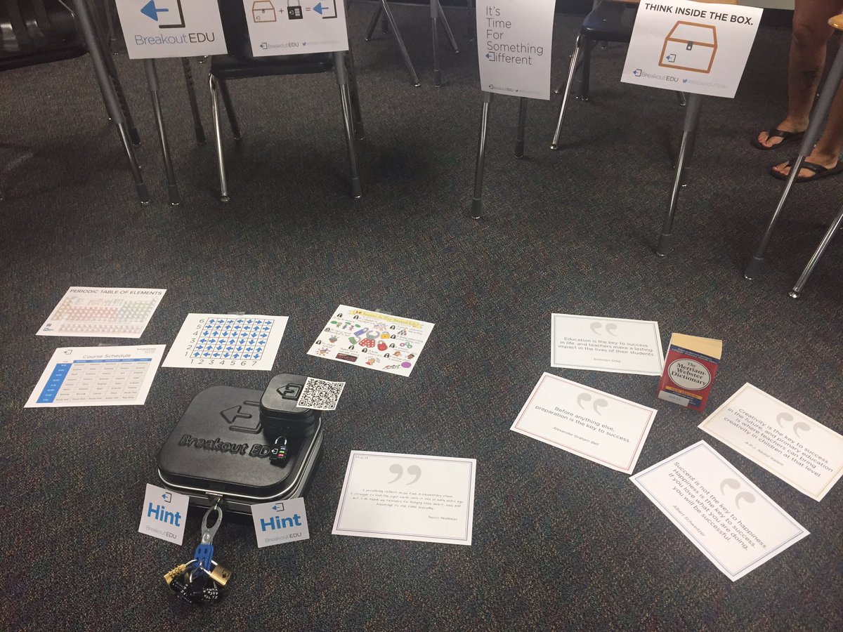 Tried out <a href="/breakoutEDU/">Breakout EDU</a> today with <a href="/sage_hills/">Sage Hills HS</a> staff. Can't wait to use with students! #breakoutedu #breakout