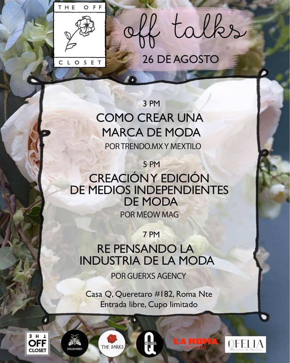 ThinkTwiceMx's tweet photo. !Tenemos un date! Este sabado en #TheOFFCloset | Queretaro #182 @LaRomaDF | Off Taks de @MeowMag &amp; Closet Sale + Dj Set by @LaRomaRecords 📀 https://t.co/lw8enqkfKD
