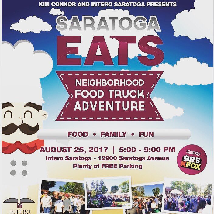 We are off to Saratoga Eats tomorrow 8/25 from 5pm to 9pm!!! Come grub with us, music, and tons of food trucks!