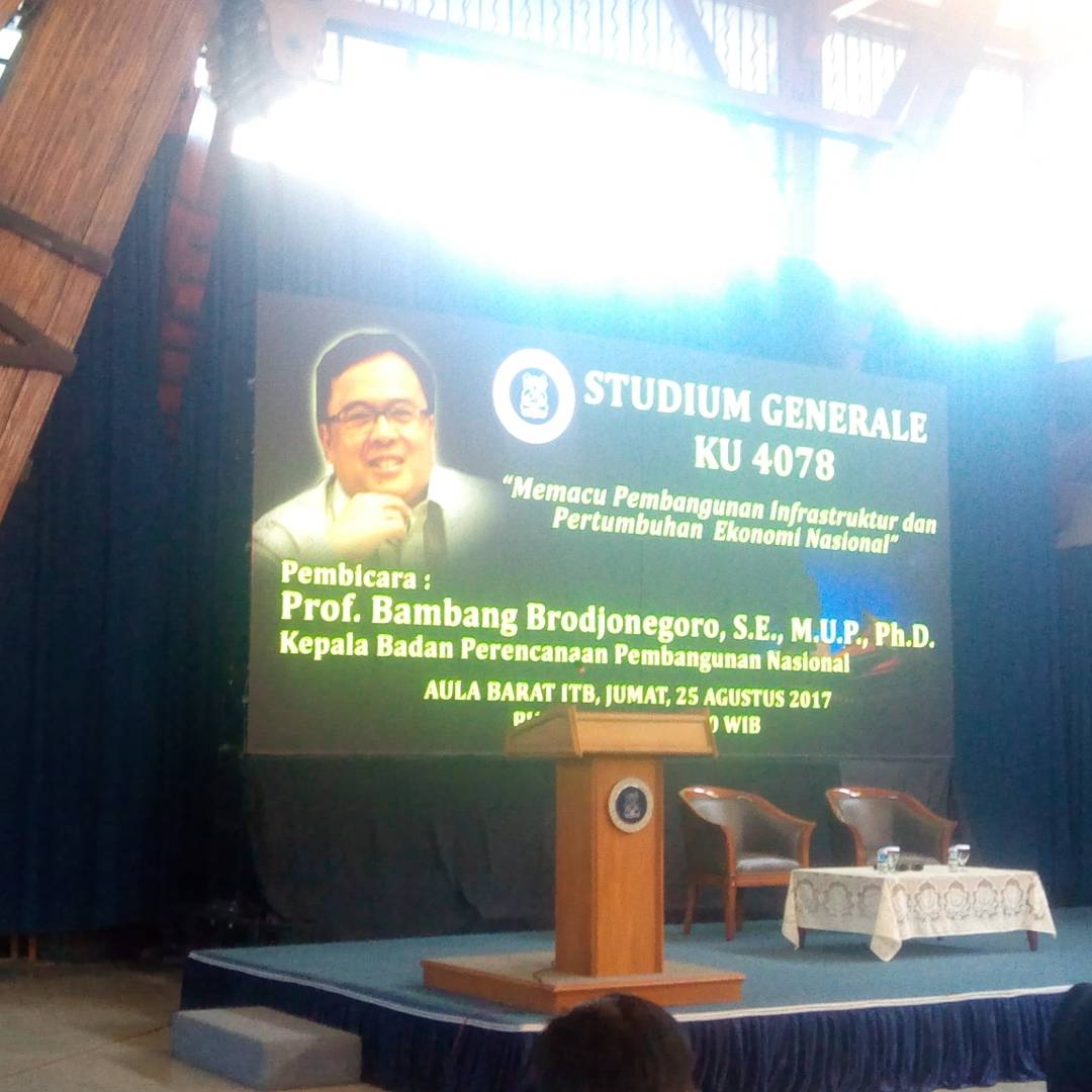 Kuliah Umum 4078 bersama Mentri BAPPENAS  Prof. Bambang Brodjonegoro, S.E., M.U.P., Ph.D. Aula Barat ITB 25 agustus 2017.