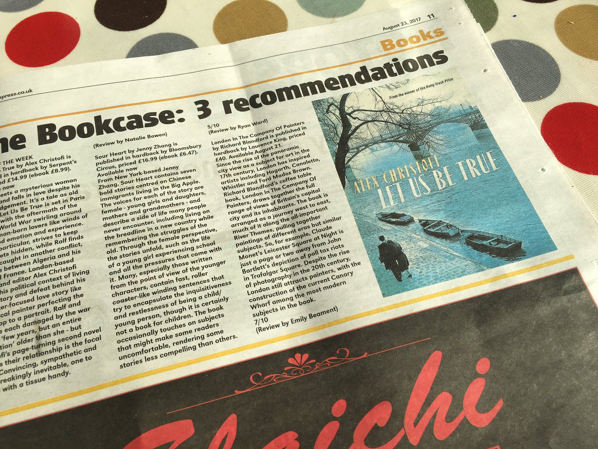 JamesPaulJones's tweet photo. Great to see @alex_christofi latest novel #LetUsBeTrue pop up in my local paper this morning. @bucksfreepress book of the week! 👏🙌👍 https://t.co/9eumYX2i50