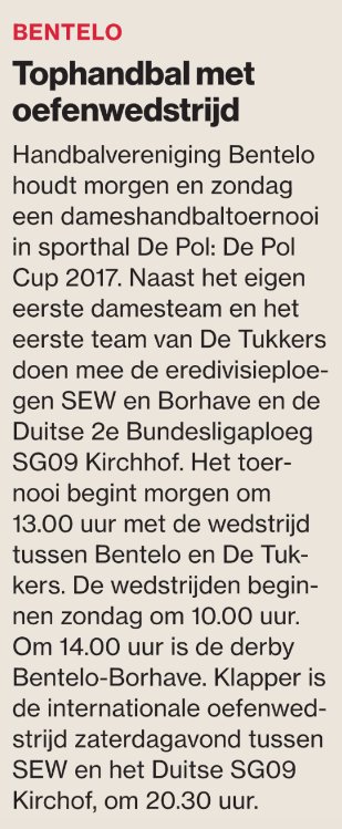 Tubantia: Tophandbal met oefenwedstrijd