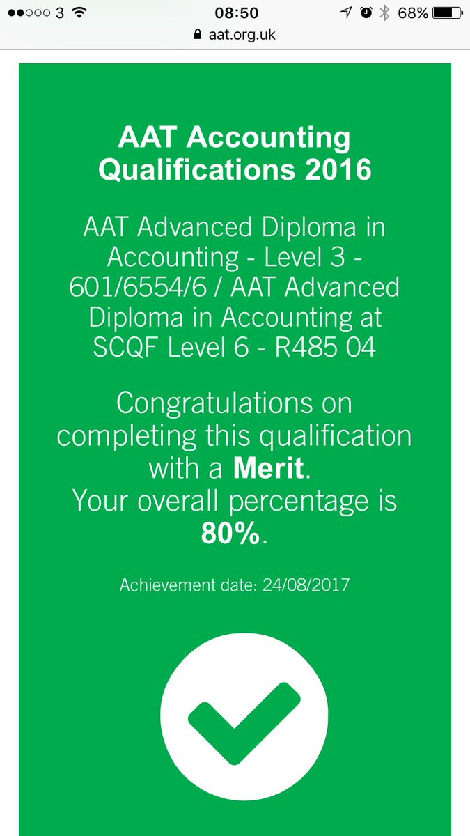 Yea I passed my level 3 with a merit thank you to my tutors and boss for all your support. <a href="/TheORSociety/">The OR Society</a> <a href="/southstaffs/">South Staffordshire College</a> <a href="/YourAAT/">AAT</a>