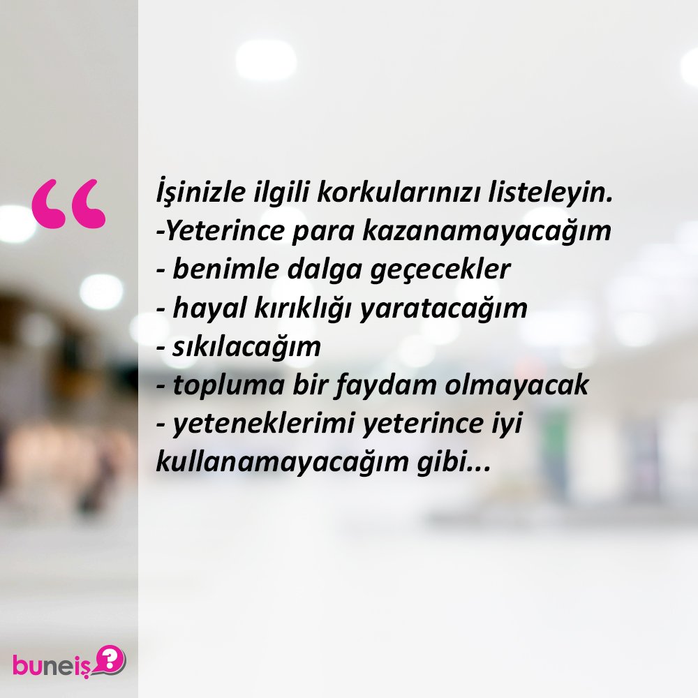 buneiscom's tweet photo. İşinizle ilgili korkularınızı listeleyin. #kariyernotları #kariyer #egitim #buneis https://t.co/ArtljQtevB