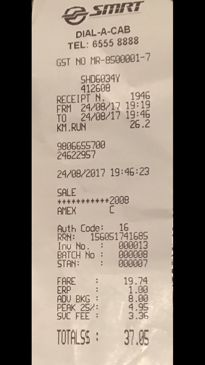 camsclimbs's tweet photo. @SingaporePolice Help me w/this CON taxi driver from @SMRT_Singapore who adds false fare charges. i had to grab the receipt from his hand https://t.co/sKK6oTfoju