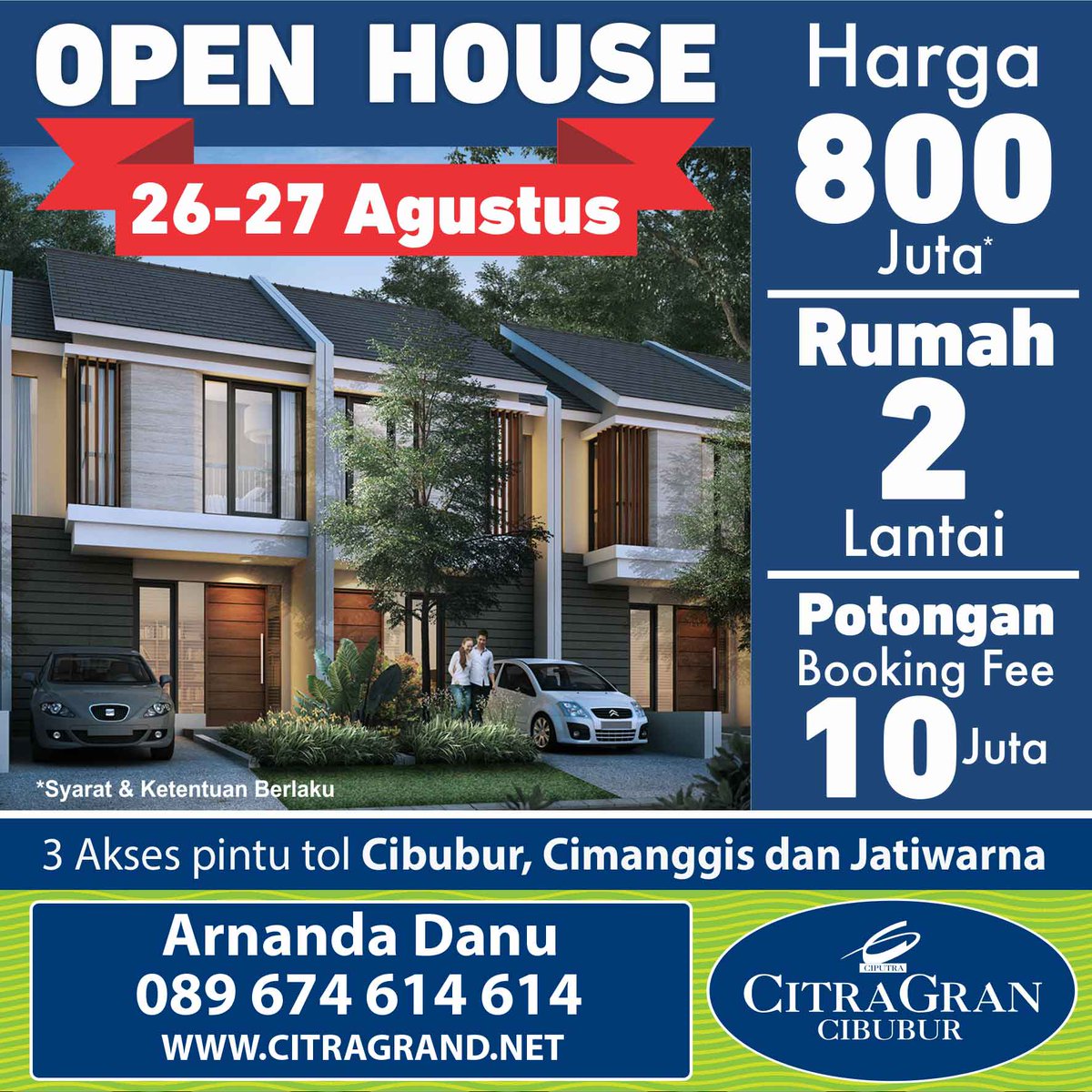 Grup_Ciputra's tweet photo. Promo Potongan Booking Fee 10 Juta pada acara Open House 26-27 Agustus 2017. Selengkapnya >>> https://t.co/67n7uU9SPy https://t.co/jt5tRNANbL