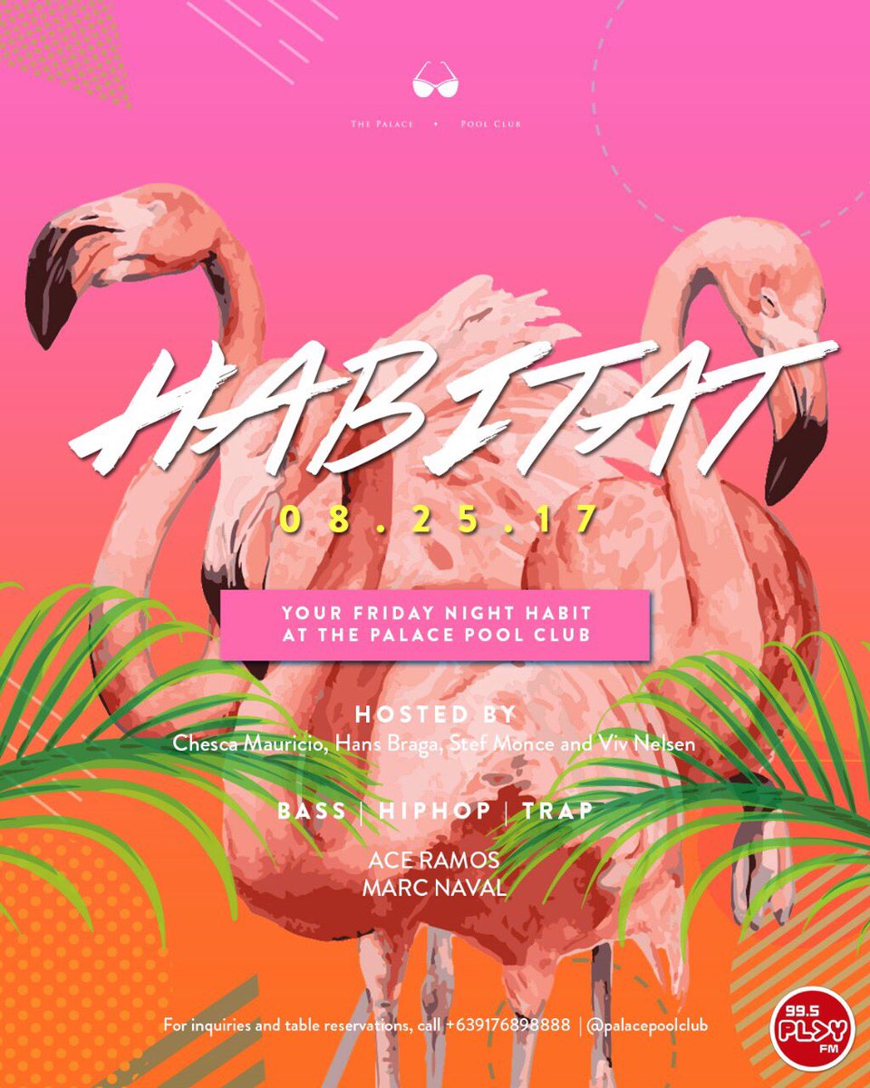lverrgeldedios's tweet photo. Spot the party at #HABITAT tonight π»π₯π―
For table reservations and guestlist contact
0905 445 5844. π²
#ThePalaceManila
#PalacePoolclub https://t.co/qCzt6RVq4g