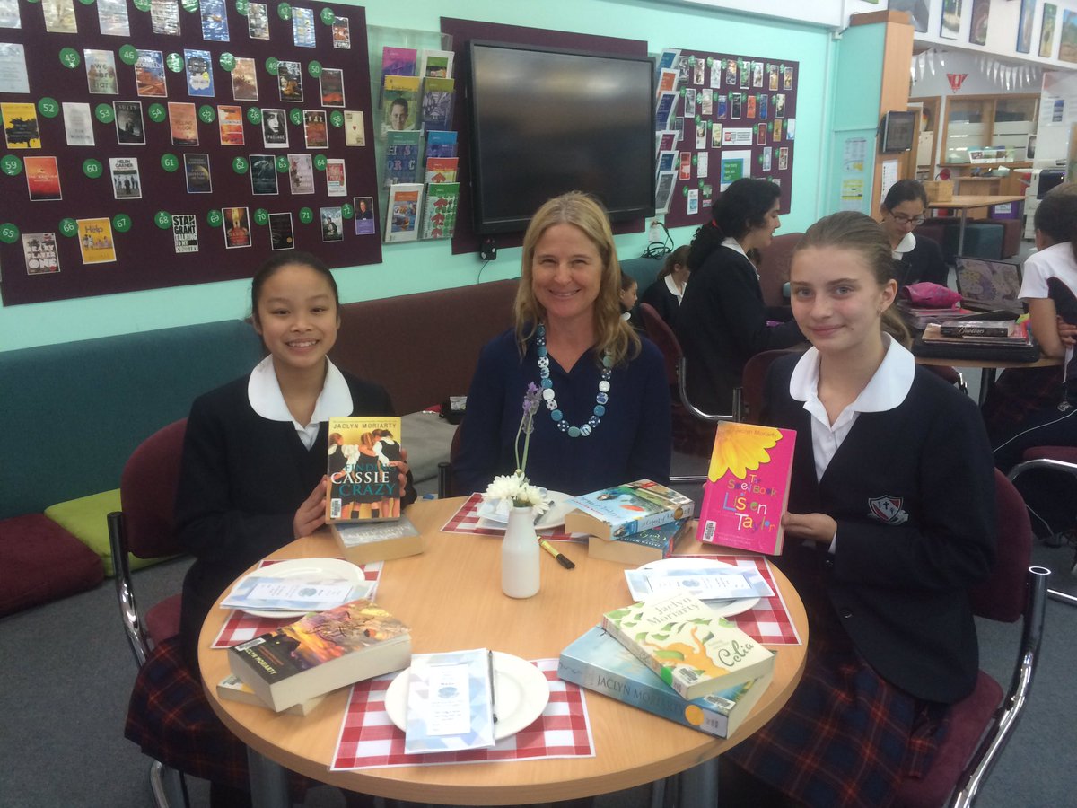 RebeccaKShiels's tweet photo. Thanks to former Bennies student @jaclynmoriarty for your wonderful visit to @benniesmsb for #CBCA2017 #bookweek2017 https://t.co/HbaBNIp1Sf