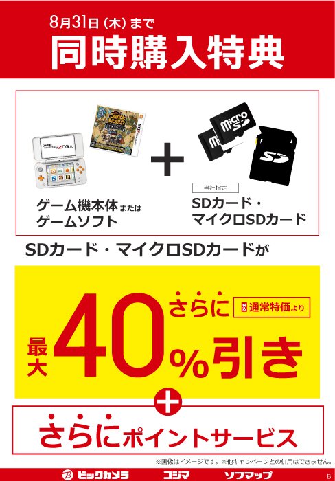 ビックカメララゾーナ川崎店 公式 ゲーム機本体orゲームソフトと 同時購入で 人人人人人人人人人人人人人 Sdカード さらに40 引き Y Y Y Y Y Y Y Y Y Y Y Y お得 キャンペーン 8月31日まで T Co Afqpslhdfe