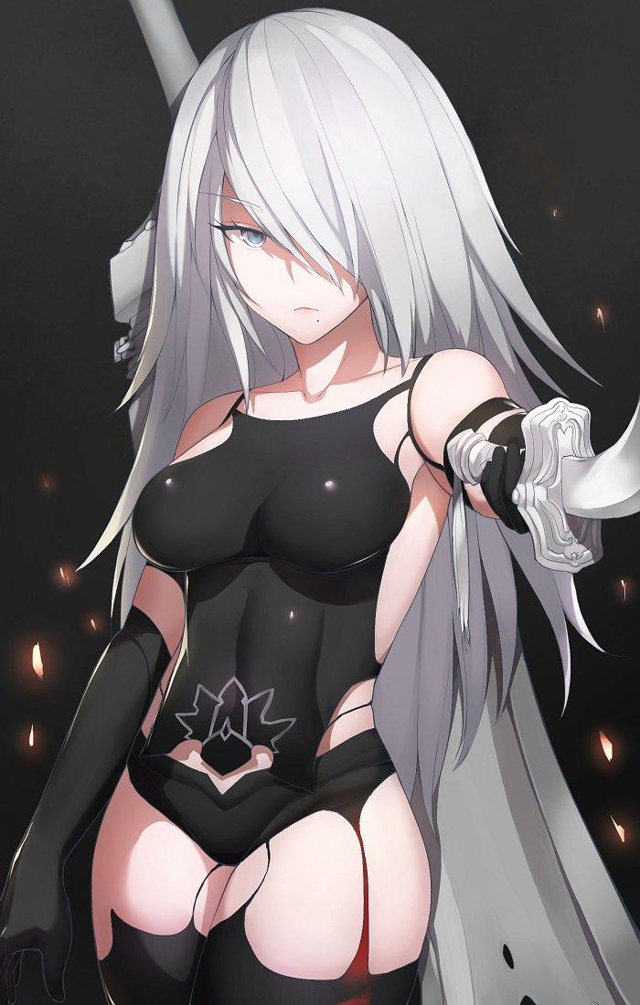 yorha_typeA2's tweet photo. @VampircMoka well aren't you an odd looking human. Didn't know humans could have things sticking out of their heads https://t.co/TWEwaSNQ9m