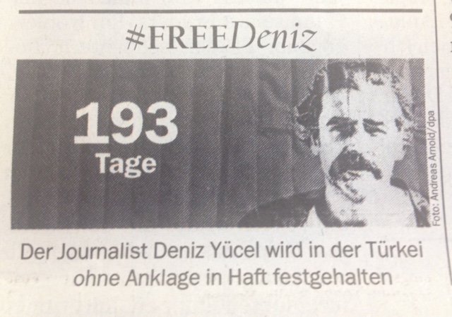 Deniz #Yücel: Seit 193 Tagen ohne Anklage in türkischer Haft - #FreeDeniz