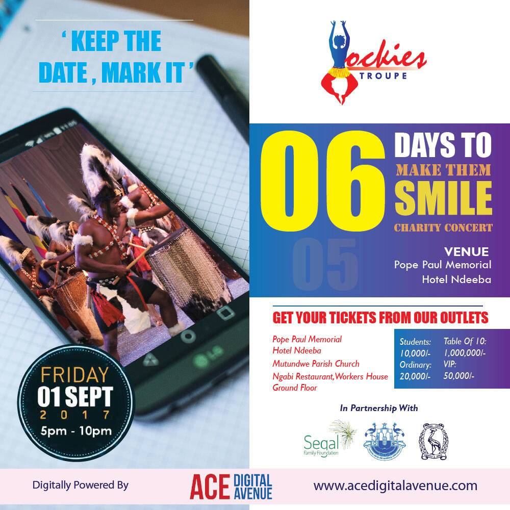 rockiesorg's tweet photo. Counting Down 6 Days to go #MakeThemSmileCharityConcert 1st September @PopePaul Memorial Hotel @SegalFoundation @rockiestroupe @PoliceUg https://t.co/huBcmxxb0N