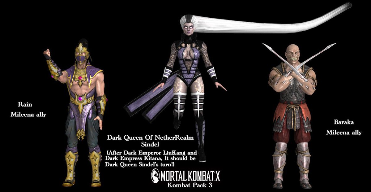 HaiTian on X: @NetherRealm @NetherRealm @noobde NetherRealm Dark Queen  Sindel! Mileena Allies Baraka and Rain! Kombat Pack 3 for MKX!   / X