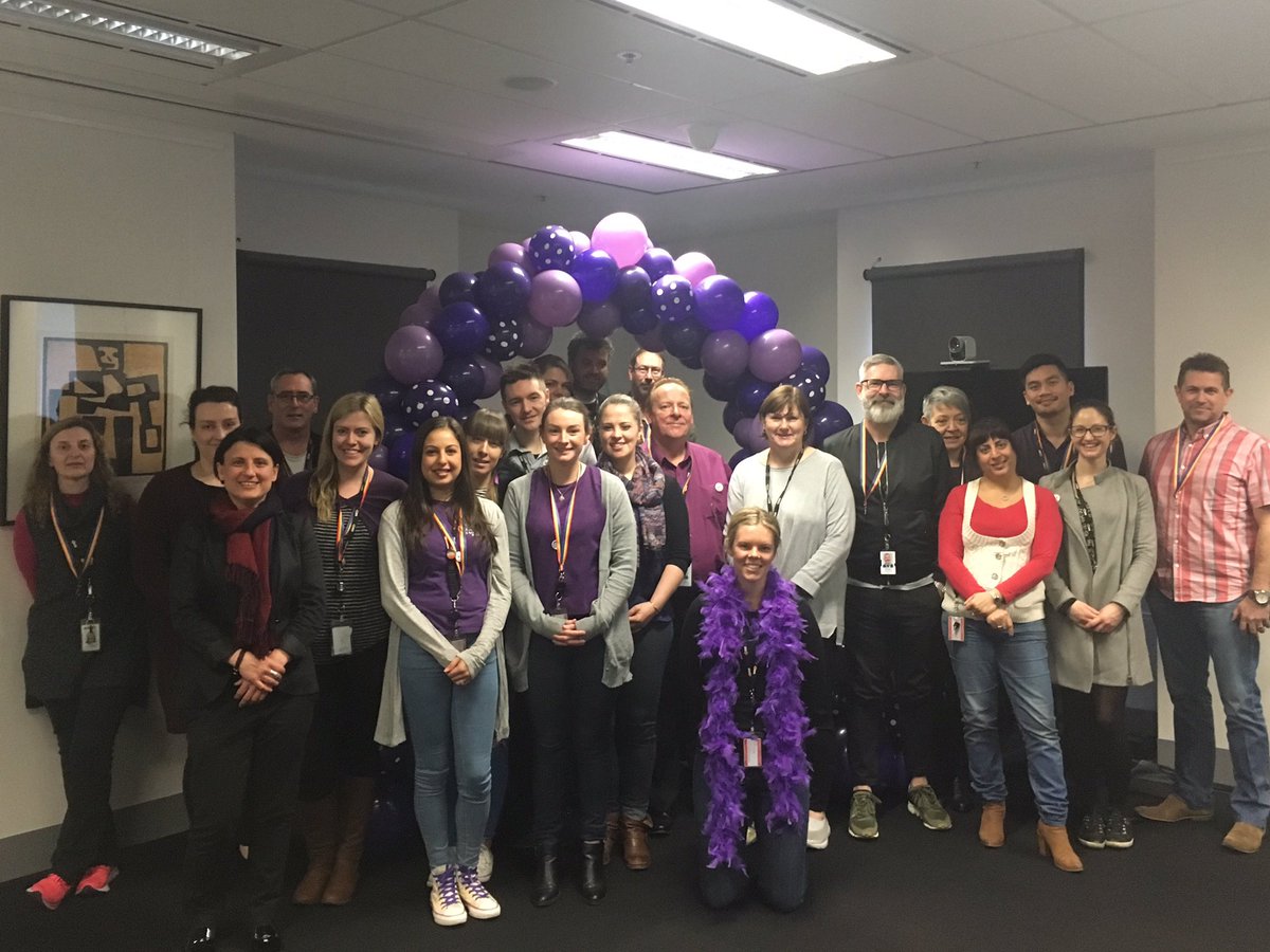 VicPublicPride's tweet photo. WorkSafe Victoria is celebrating the LGBTI youth in our lives today 😊🌈💕#wearitpurple #worksafevictoria https://t.co/49sdvyB2jt