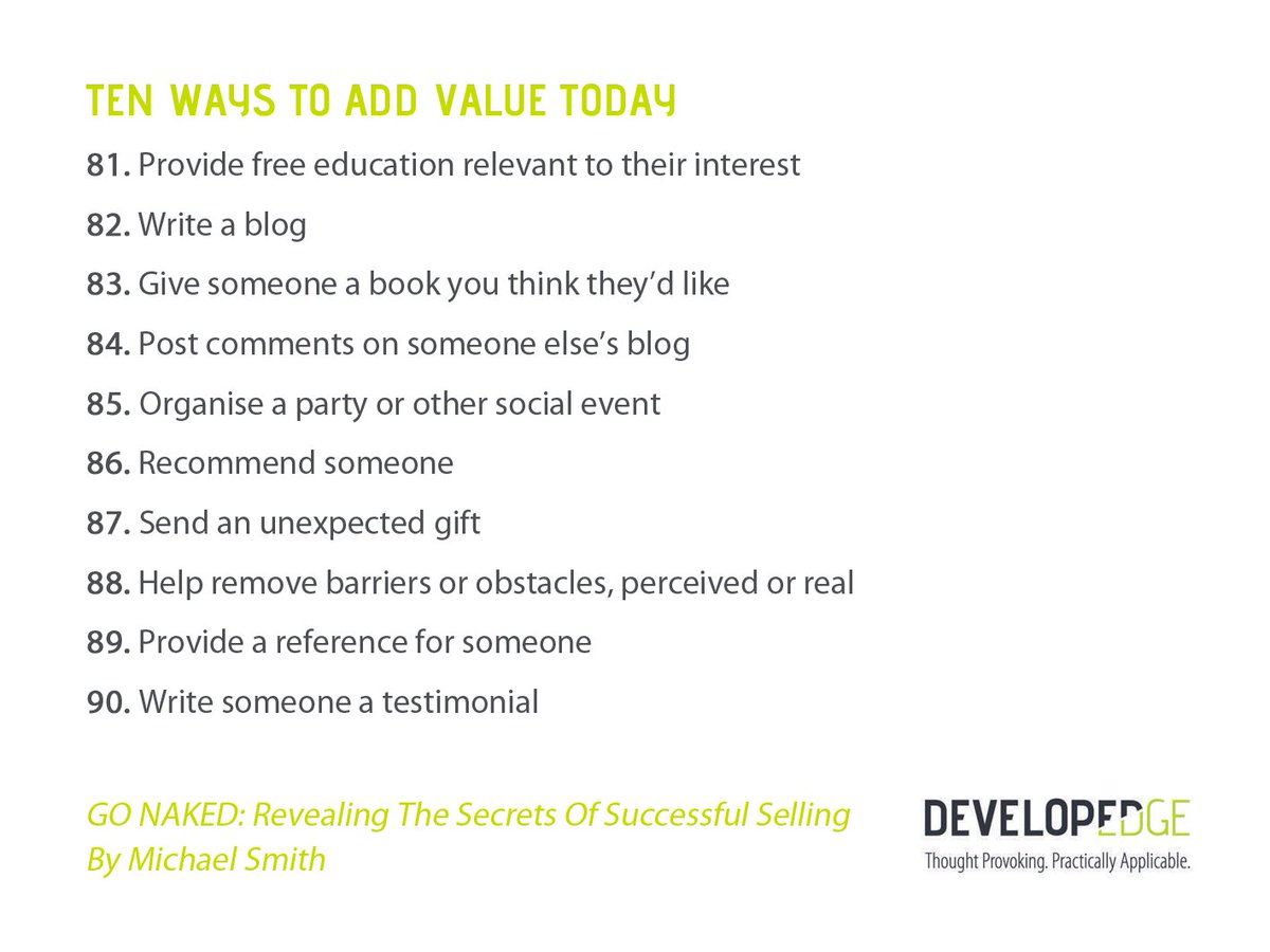 DevelopedEdge's tweet photo. *The final installment of our list of 90 Ways To Add Value*
Can you commit to doing one today and add unexpected value to someone's week? https://t.co/7rxeqQxUmK