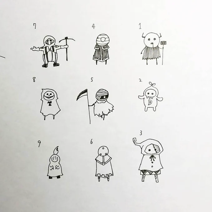 今のところ考えついたオリキャラ達。23番はだいぶ簡略化してしまった…? 