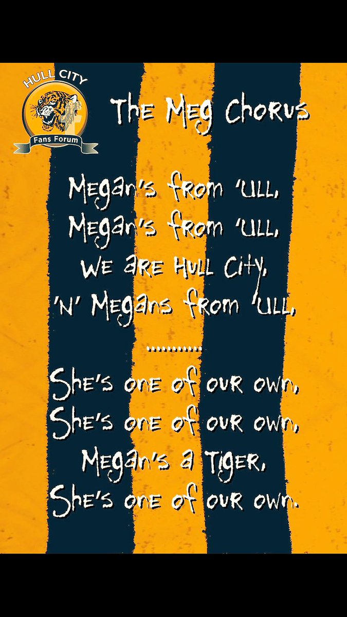 Can we get all singing this on the 14th minute this evening in memory of Meg <a href="/HullCityST/">Hull City Supp Trust🎗</a> <a href="/hulltigers/">Hull Tigers</a> @VikingFM <a href="/bbcburnsy/">David Burns</a> <a href="/PJBuckingham/">Philip Buckingham</a>
