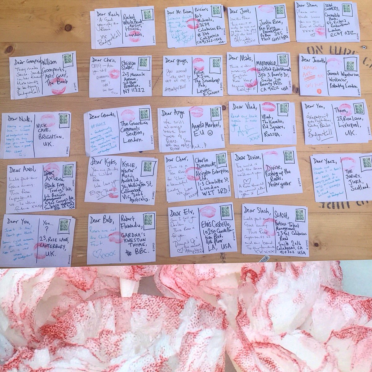 HarwoodAliArt's tweet photo. #postcards sent to #agoodyearfortheroses people.
#rosekull #badgerkull #welcometothedarkages #klf #mumu #kfoundation #thedayofthebook https://t.co/AcLUIYNsuB