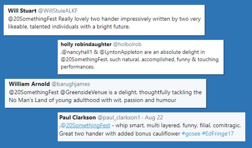 It's our second last show at #edfringe this morning at 10.30am. Check out some of the feedback from our last week at #EdFringe17