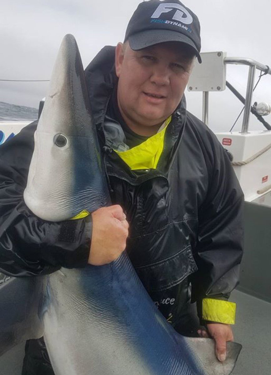 Bruce had a great day hunting Blue Sharks. He caught 12 in total with a new 90 Lbs PB. All fish were returned safely. Great Angling #teamFD