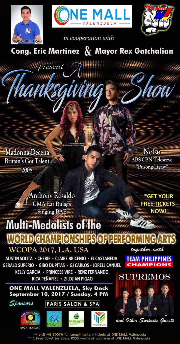 anthonyrosaldo's tweet photo. Happening on Sept 10, 2017 4 PM at One Mall Valenzuela! See you there! 😘 @AnthonyRoylties 
#WCOPA2017
#WCOPATP17
#Valenzuela https://t.co/9Pj84kJbWY