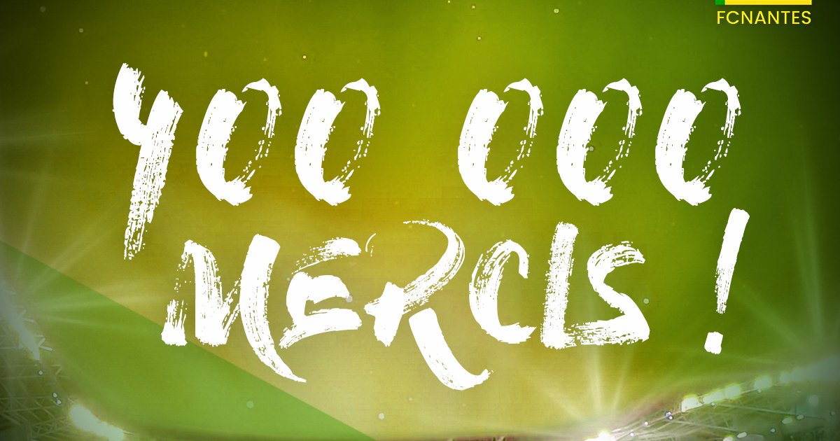 La barre symbolique des 4⃣0⃣0⃣ 0⃣0⃣0⃣ abonnés 😱 Pour fêter ça, on offre un maillot parmi les retweets de ce tweet !

400 000 MERCIS 💛