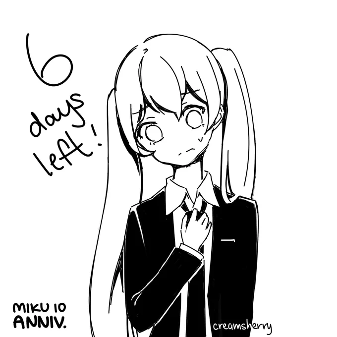 6 days until Miku's 10th anniversary! ? #hatsunemiku #miku10th #miku10tom #初音ミク #初音ミク10周年   