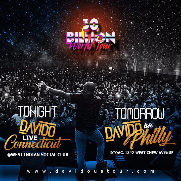 davido's tweet photo. Back on road !!! Tonight Connecticut !! Tomorrow Philly!! Get your tickets !!! 🚀🚀🚀🚀🚀🚀🚀❤️ https://t.co/7K6tlmqUaJ