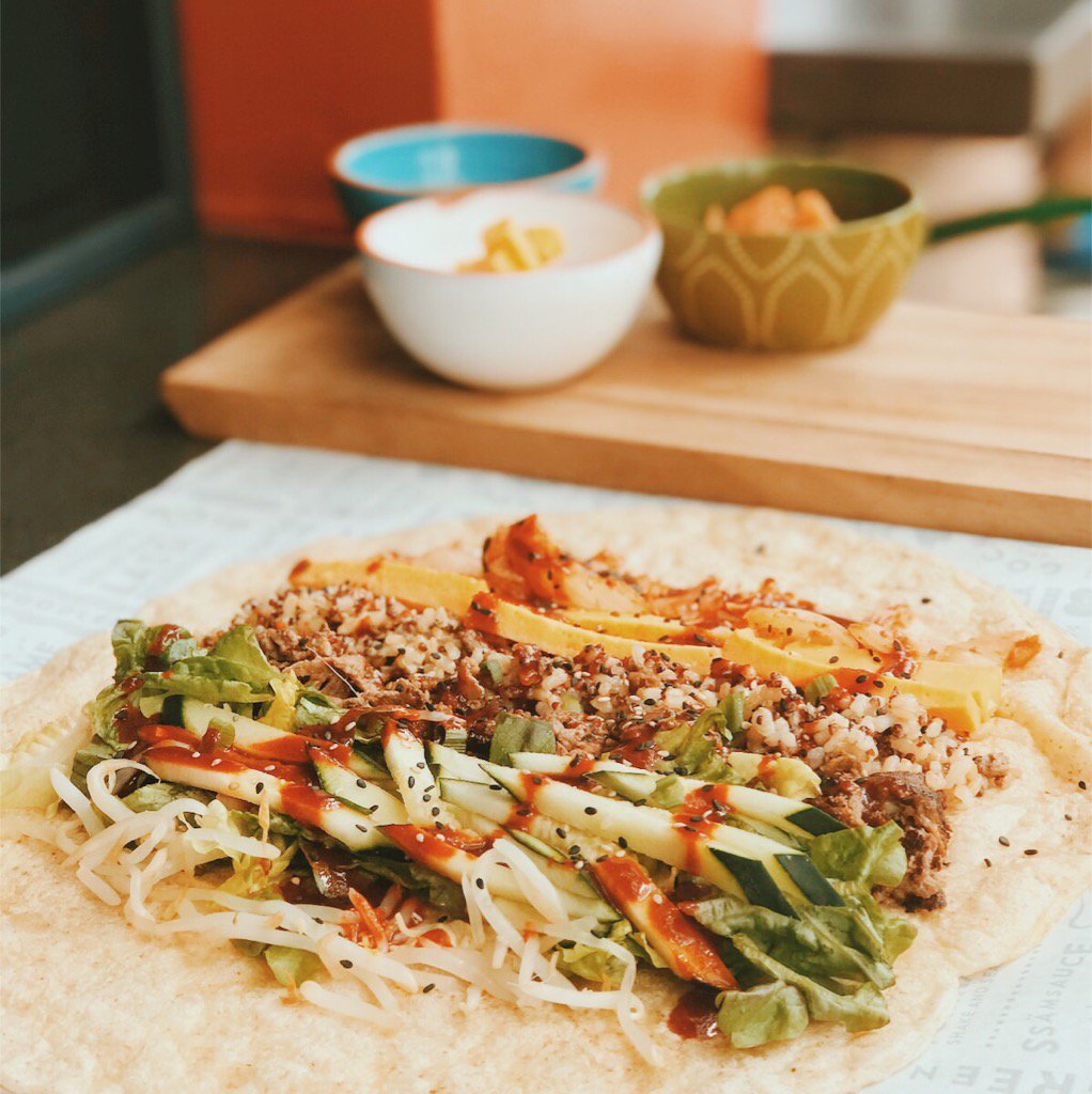 World Wrapps 2.0 Unwrapped: Korean BBQ Steak Wrapp: Inspired There. Made Here. #kimchi #tamago #gochjang #eatersf