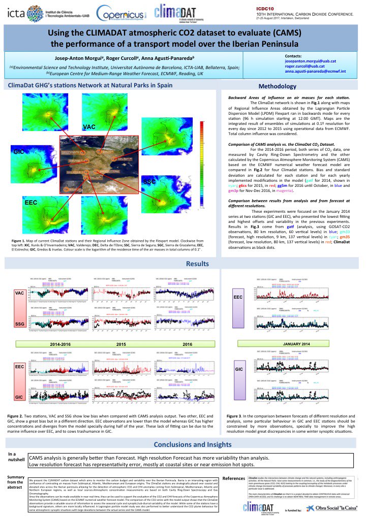 ClimaDat's tweet photo. Comparación de #CO2 atmosférico en las estaciones @ClimaDat con el modelo CAMS de @CopernicusECMWF en #icdc10 @FundaciolaCaixa @ICTA_UAB https://t.co/5MUSWDmeyD